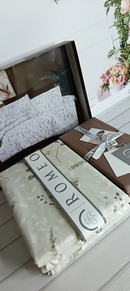 Постільна білизна Romeo Home Poplin Flora kahve розмір євро 60402 фото