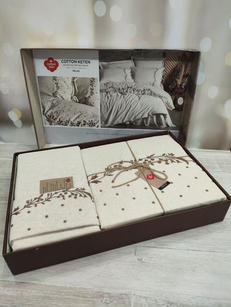 Комплект постільної білизни бавовна/льон Cotton Box євро Pelias 1001141 фото
