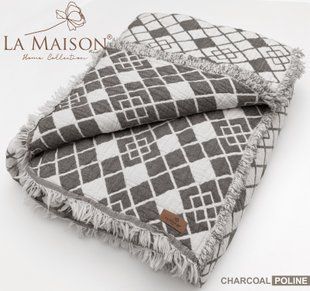 Муслінове покривало La Maison 220 х 240 см. Poline Charcoal антрацит 34381-К фото