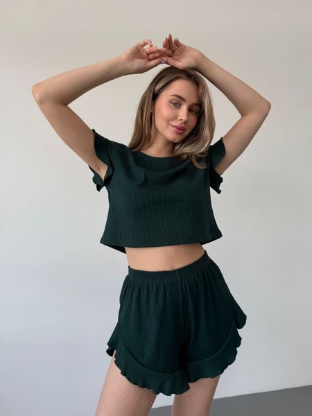 Домашній костюм-піжама Футболка + Шорти зелений S/M 174q фото