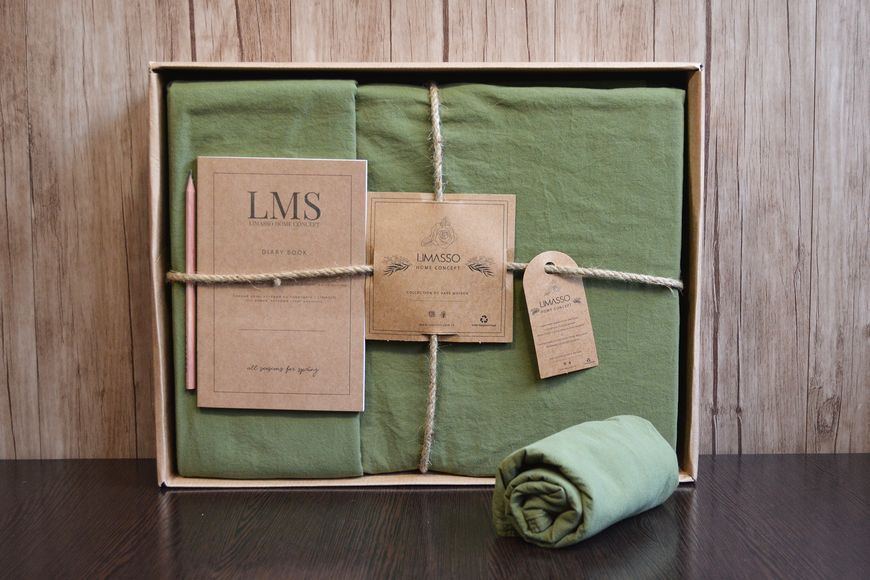 Постільна білизна Limasso Stonewashed Ranforse євро Olive 21431-К фото