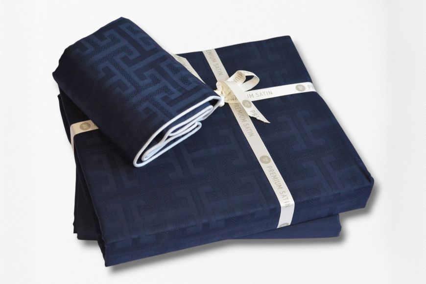 Постельное белье евро размер La Romano Premium Satin Rodel Navy Blue 41118-К фото
