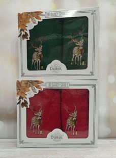 Подарунковий набір новорічних рушників 50х90 / 70х140 см Merry Christmas 2шт 1081211 фото