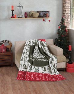 Новорічний бавовняний плед Sesli 200&times;220 см Merry Christmas 21 24160-А фото
