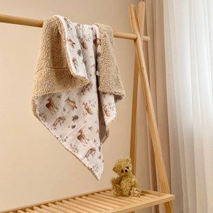 Дитячий плед муслін на хутрі Teddy Лісові мешканці 7023497 фото