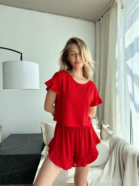 Домашній костюм-піжама Футболка + Шорти червоний S/M 174r фото