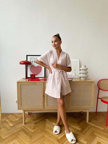 Женский халат COSY из муслина Hawaii, пудра M M20L фото
