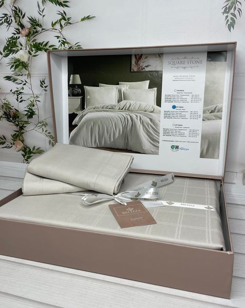 Постільна білизна Belizza Jacquard Satin євро Square stone 32861 фото
