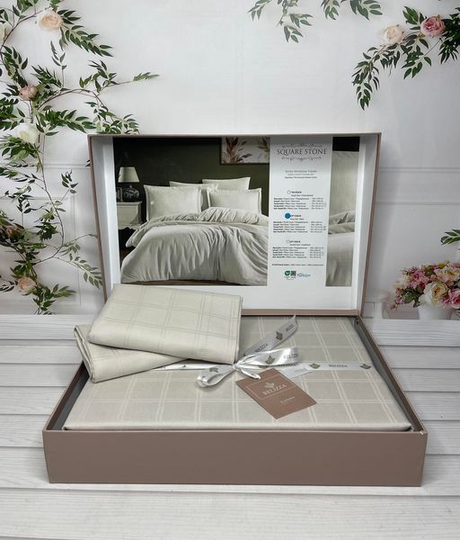 Постільна білизна Belizza Jacquard Satin євро Square stone 32861 фото