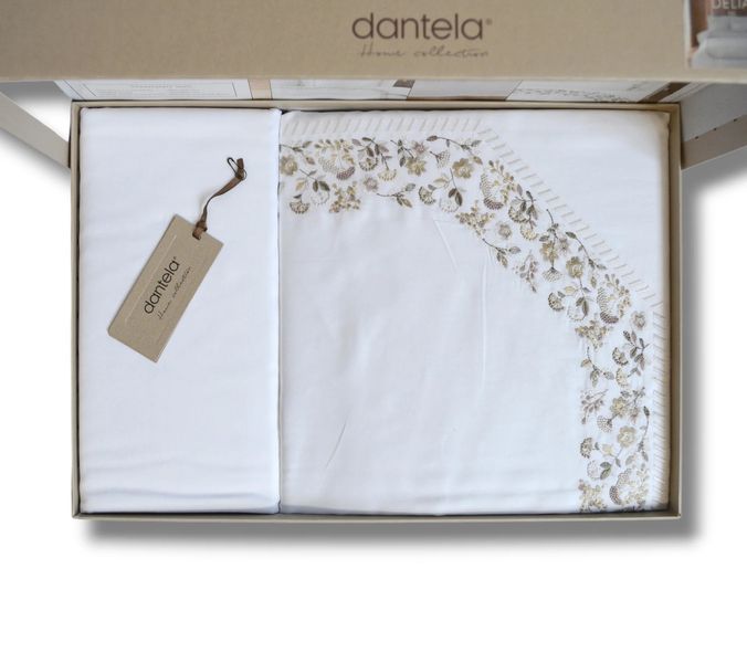 Постельное белье Dantela Vita сатин с вышивкой евро Delia Bej 41472-К фото