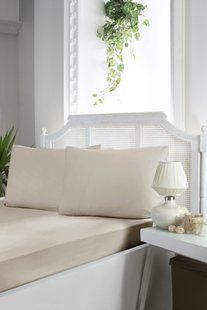 Сатинове простирадло 160х200см на гумці з наволочками First Choice (беж) 2143-160bej фото