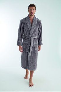 Чоловічий велюровий халат Nusa сірий L/XL 1330-g фото