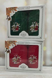 Подарунковий набір новорічних рушників 50х90 / 70х140 см Merry Christmas 2шт 1081212 фото