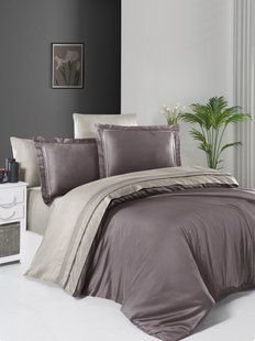 Постільна білизна First Choice Deluxe Satin євро Serenity Lilac-Beige 21191-К фото
