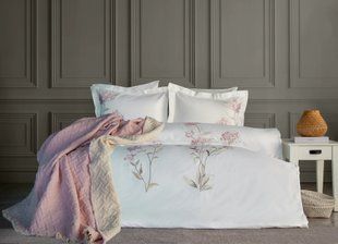 Постільна білизна з покривалом Dantela Satin євро Lavinya Pudra 41467-К фото
