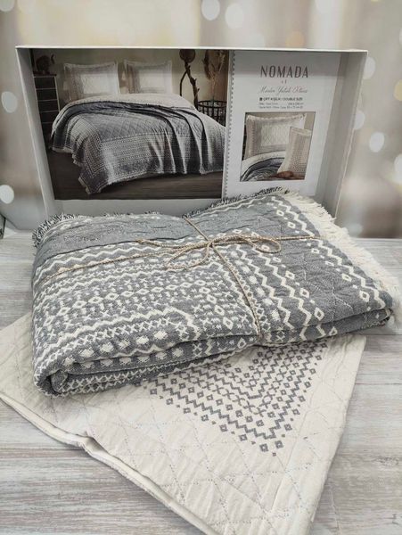Стьобане муслінове покривало з наволочками Clasy Nomada V1 Muslin 230х250 см Gri сірий 1009801 фото