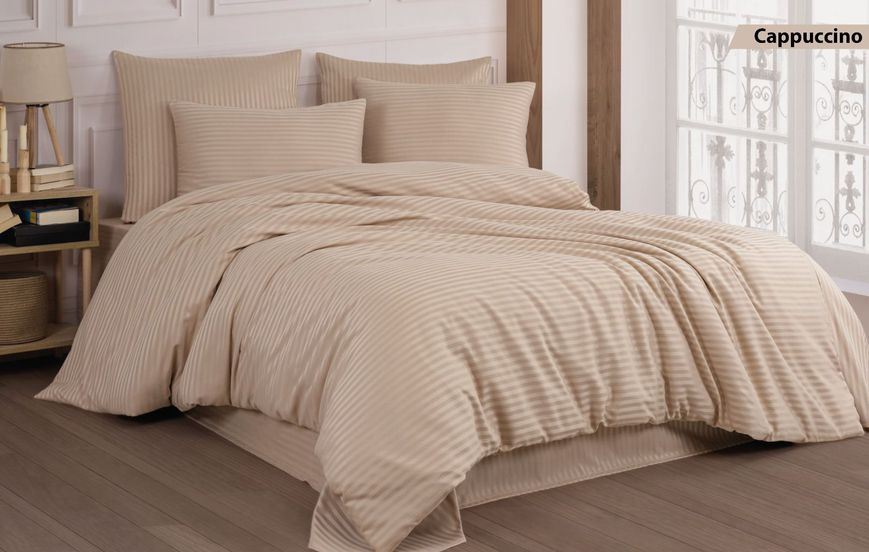 Постільна білизна Cotton Shine Stripe Satin євро Cappuccino  40040-К фото