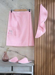 Жіночий набір для сауни Amore Sauna пудровий 37043-К фото