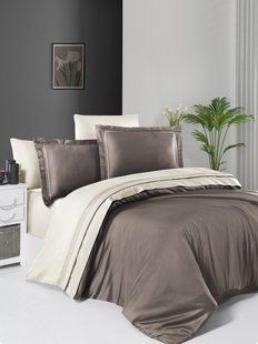 Постільна білизна First Choice Deluxe Satin євро Serenity Mink Cream 21192-К фото