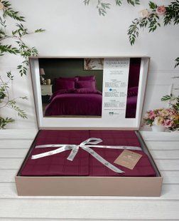 Постельное белье Belizza Jacquard Satin евро Square bordo 32863 фото