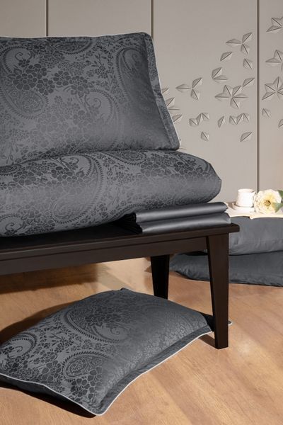 Постельное белье евро размер La Romano Premium Satin Tracy Steel Grey 41121-К фото