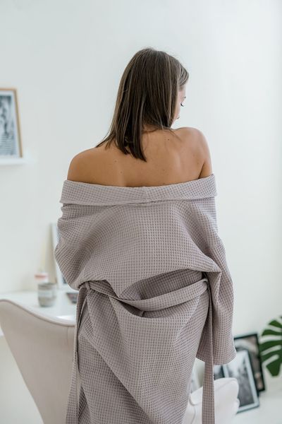Жіночий Вафельний халат COSY шаль, лаванда S 301XL фото
