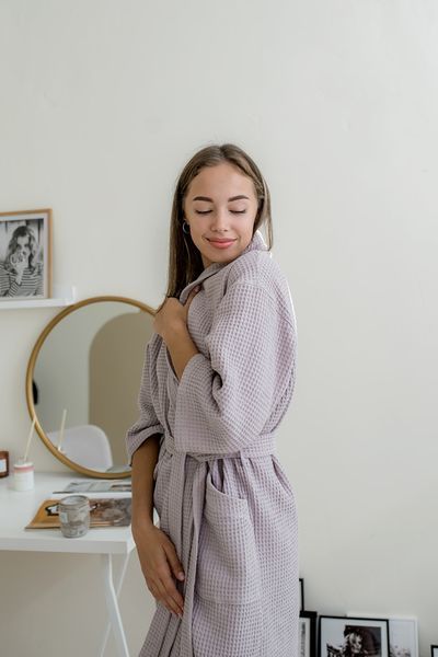 Жіночий Вафельний халат COSY шаль, лаванда S 301XL фото