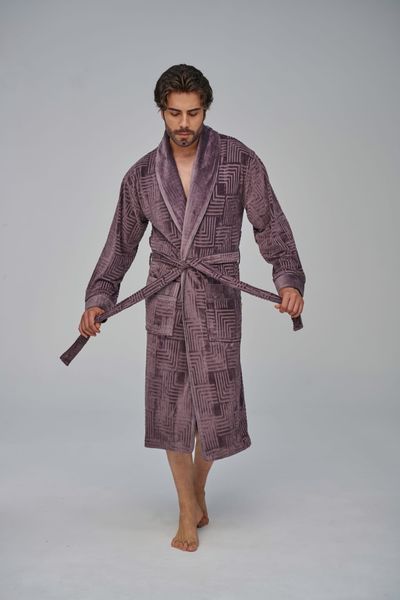 Чоловічий велюровий халат Nusa коричневий L/XL 26685-k фото