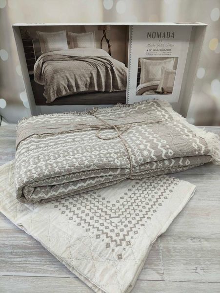 Стеганое муслиновое покрывало с наволочками Clasy Nomada V2 Muslin 230х250 см Bej беж 1009802 фото