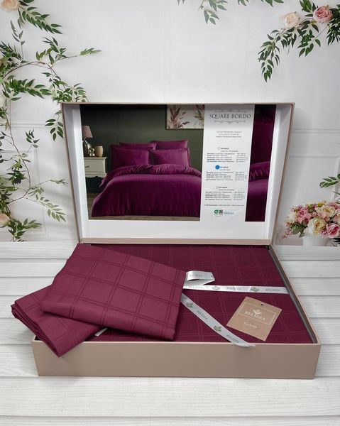 Постельное белье Belizza Jacquard Satin евро Square bordo 32863 фото