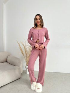 Домашній костюм-піжама 3 в 1 кофта, топ, штани, рожевий M/L 165r фото