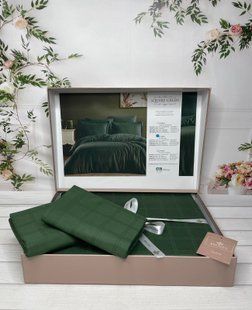 Постельное белье Belizza Jacquard Satin евро Square green 32864 фото