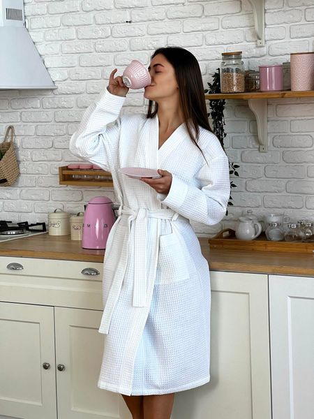Женский вафельный халат COSY длинный, белый 2XL 1202XL фото