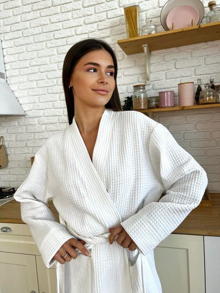 Женский вафельный халат COSY длинный, белый 2XL 1202XL фото