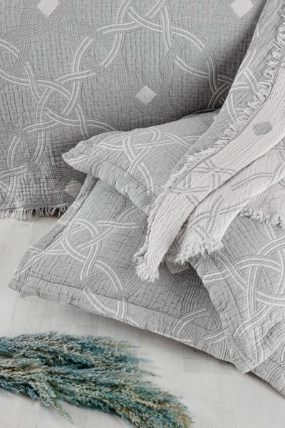 Муслінове покривало з наволочками First Choice Blooming 240 х 260 см Montela Grey 34401-К фото