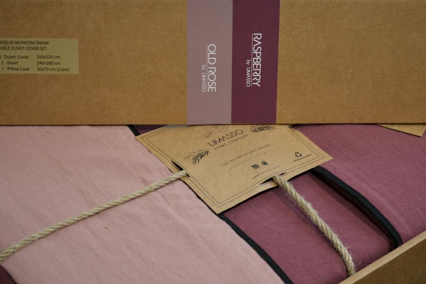 Постільна білизна Limasso Stonewashed Essualte розмір євро Old Rose-Roseberry 40969-К фото