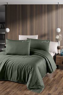 Постільна білизна First Choice Deluxe Satin євро Timeless Dark Green 21196-К фото