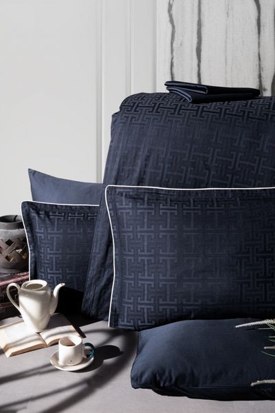 Постільна білизна сімейний розмір La Romano Premium Satin Rodel Navy Blue 41113-К фото