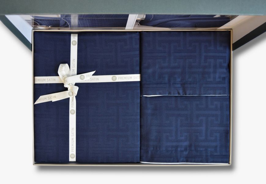 Постільна білизна сімейний розмір La Romano Premium Satin Rodel Navy Blue 41113-К фото