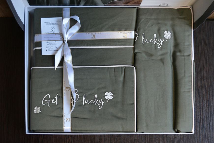 Постільна білизна First Choice Deluxe Satin євро Timeless Dark Green 21196-К фото