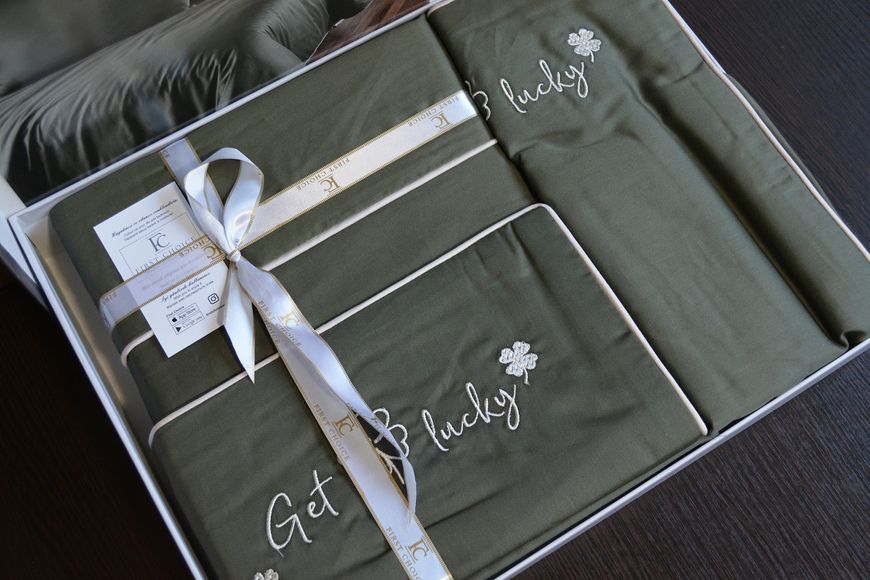 Постільна білизна First Choice Deluxe Satin євро Timeless Dark Green 21196-К фото