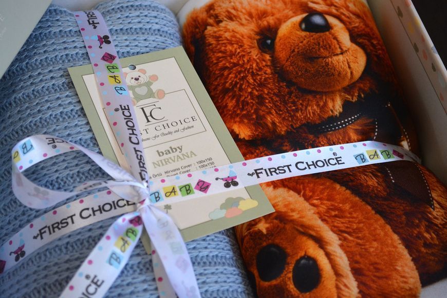 Постільна білизна для новонароджених з пледом First Choice Baby Digital Satin Nirvana Bear 21295-К фото