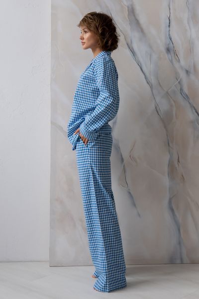 Піжамний бавовняний костюм з брюками Navy Plaid (XS/S) HL0073-80-69 фото