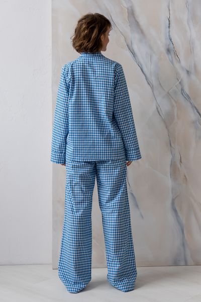 Піжамний бавовняний костюм з брюками Navy Plaid (XS/S) HL0073-80-69 фото