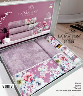 Подарочный набор бамбуковых полотенец La Maison, 3 шт. с ароматом Yomy 30279-К фото