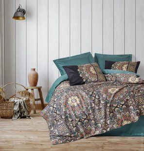 Постельное белье евро размер Cotton Box Lux Satin Ornate Petrol 11029421 фото