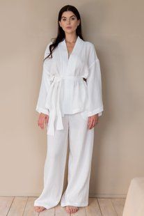 Костюм кімоно з брюками з мусліну Ivory (XS/S) ML0060-02-69 фото