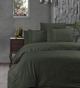 Постільна білизна євро First Choice Ranforce Deluxe Gala Dark Green 15020-К фото