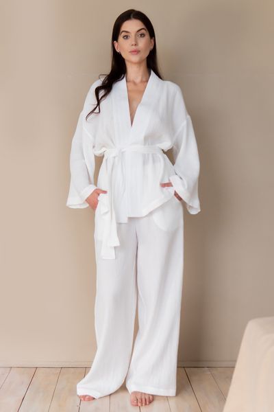 Костюм кімоно з брюками з мусліну Ivory (XS/S) ML0060-02-69 фото