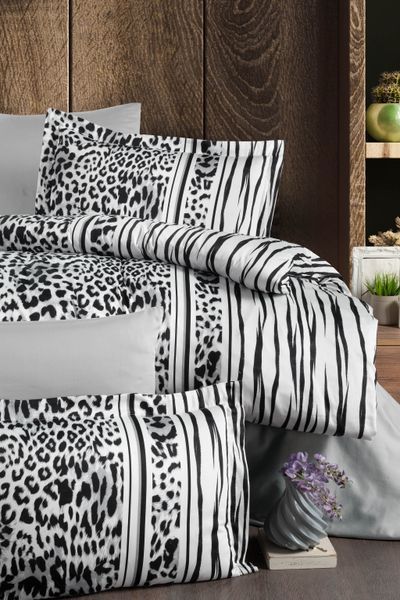 Постільна білизна First Choice Cotton Satin полуторний Leopard Black 40606-К фото